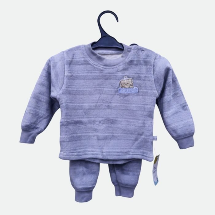 طقم ملابس بيبي شتوي ناعم – قطعتان بلون هادئ